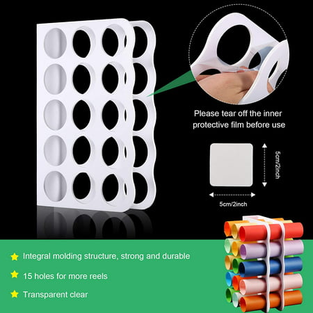 Outus 2 Pieces 15-Holes Vinyl Storage Rack Vinyl Roll Holder Multiple Large Holes Vinyl Roll Storage Acrylic Storage Organizer Aperture for Vinyl Rolls and More 12 x 7.8 x 2.3 Inch Clear 